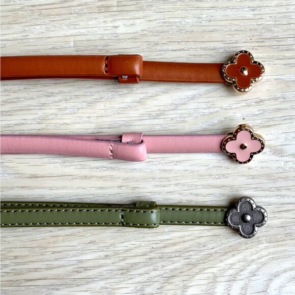 Thin Belt With 2 Flowers Closure - Picture 2 of 4